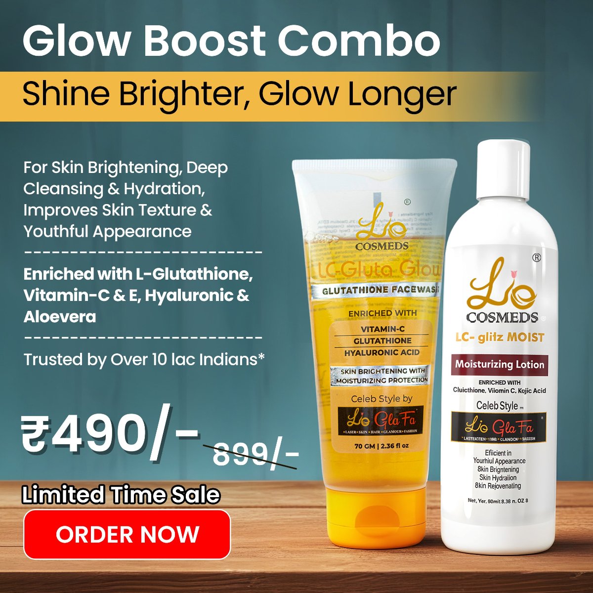 Lio Cosmeds Glow Boost Combo: Cleanse, Hydrate - Dual Skin Defence